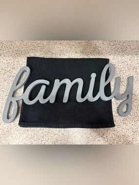 Gray 'Family' Decorative Wall Sign - Home Bath Accent